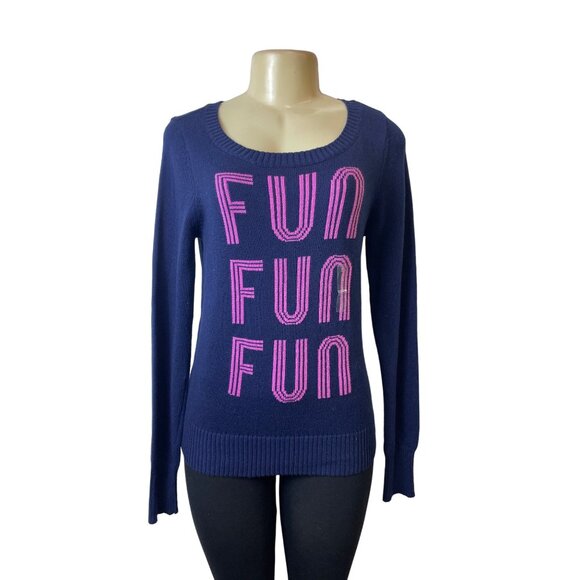 Arizona Jean Women's Navy Blue Fun x3 Graph Log Sleeve Sweatshirt Sz L- NWT - Picture 1 of 7